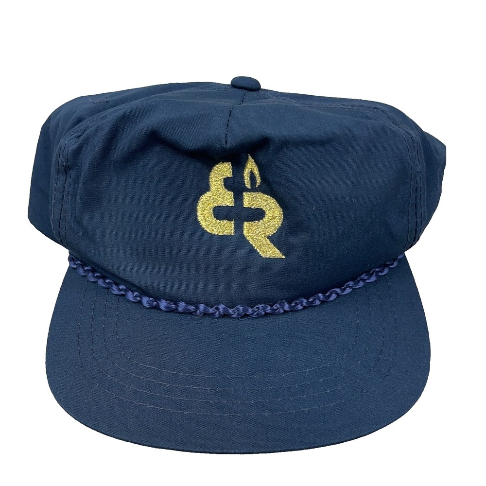 Vintage Elk Run Coal Mine Trucker Hat Cap 90s Massey Energy Blue Rope Adjustable
